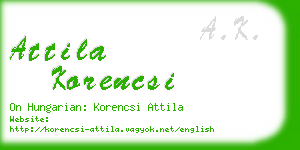 attila korencsi business card